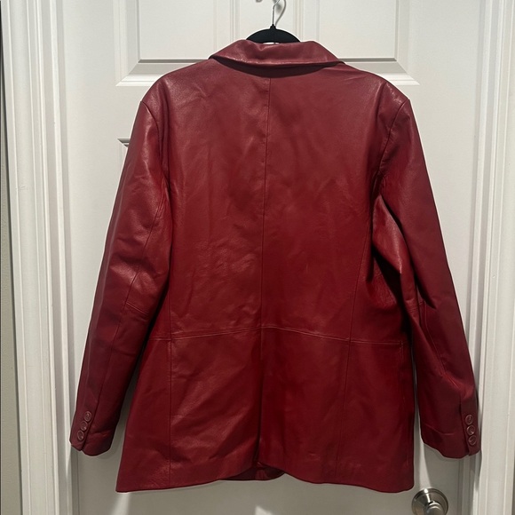 EXCELLED 100% genuine Leather coat Burgundy/Wine Red Jacket blazer oversized - Picture 8 of 8